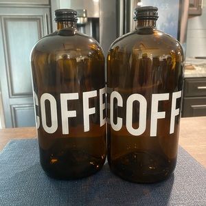 Set of Amber Glass Coffee Containers